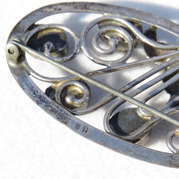 Signed Navajo Azurite Cuff Bracelet & Brooch Shirley Henry - Picture 8 of 8